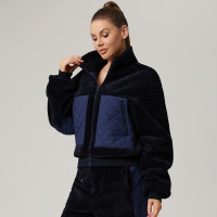 HUCAI Custom Environmental Imitation Lamb Wool Oversize Short Fitness Jacket For Women
