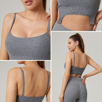 HUCAI Custom Knitted One-Piece Yoga Bra with Adjustable Strap and Metal Buckle
