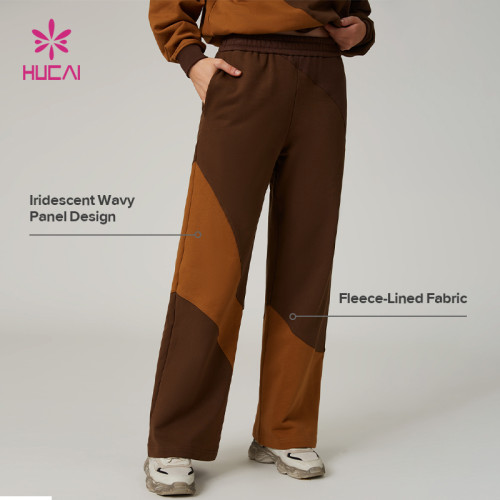 HUCAI Custom Women's Wavy Panel Fleece Workouts Sweatpants in Iridescent Colorblock