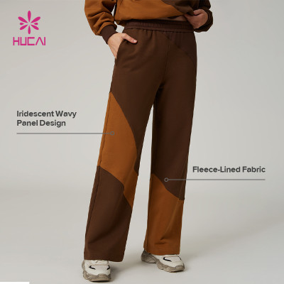 HUCAI Custom Women's Wavy Panel Fleece Workouts Sweatpants in Iridescent Colorblock