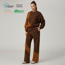 HUCAI Custom Women's Wavy Panel Fleece Workouts Sweatpants in Iridescent Colorblock