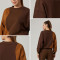 HUCAI Custom Women's High Quality 100% Cotton Color-Changing Wavy Panel Fleece Sweatshirt
