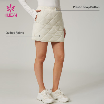 HUCAI Custom High Quality Lightweight Insulated Nylon Quilted Sports Leisure Short Skirt