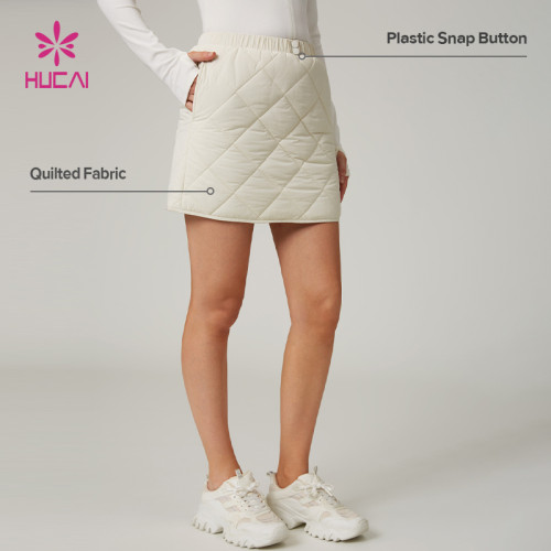 HUCAI Custom High Quality Lightweight Insulated Nylon Quilted Sports Leisure Short Skirt