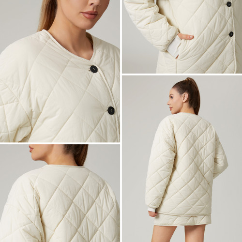 HUCAI Custom High Quality Lightweight Nylon Oversized Quilted Outerwear Sports Jacket For Women