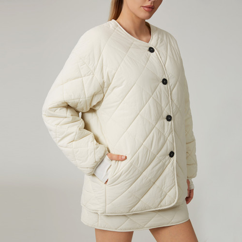 HUCAI Custom High Quality Lightweight Nylon Oversized Quilted Outerwear Sports Jacket For Women