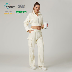 HUCAI Custom Women's Cotton Blend Cargo Pocket Utility Outdoor Running Sweatpants