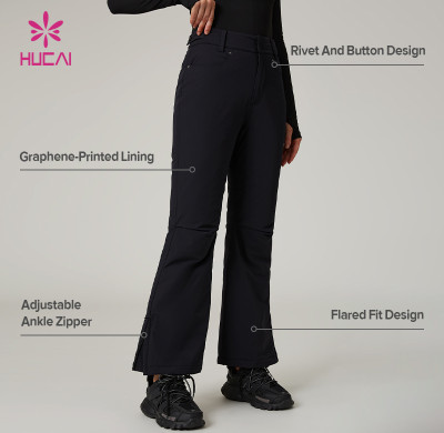 HUCAI Custom Women's Flared Fitness Pants with Graphene Lining and Ankle Zippers