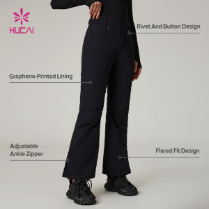 HUCAI Custom Women's Flared Fitness Pants with Graphene Lining and Ankle Zippers