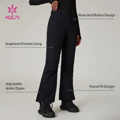 HUCAI Custom Women's Flared Fitness Pants with Graphene Lining and Ankle Zippers