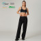 HUCAI Custom Women's Wide-Leg Active Trousers with Contrast Waistband