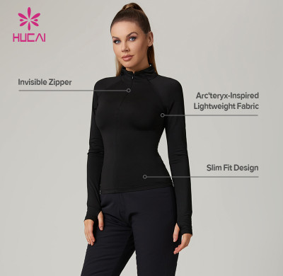 HUCAI Custom Women's Slim Fit Active Long Sleeve with Arc'teryx-Inspired Lightweight Fabric