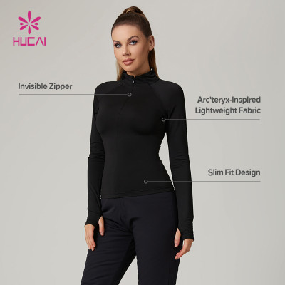 HUCAI Custom Women's Slim Fit Active Long Sleeve with Arc'teryx-Inspired Lightweight Fabric