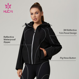 HUCAI Custom Women's Reflective Trim Hooded Jacket with Thermal Lining