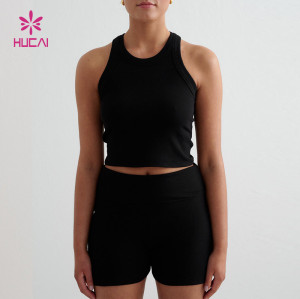 Premium Ribbed High Neck Crop Tank | Custom Activewear Manufacturer