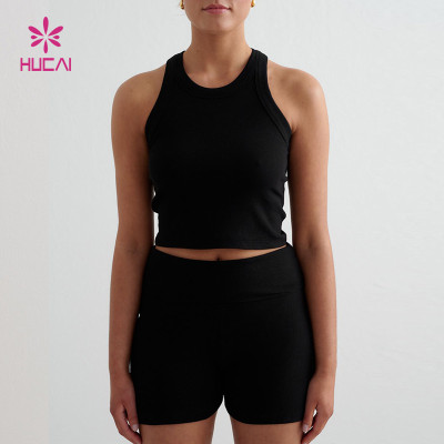 Premium Ribbed High Neck Crop Tank | Custom Activewear Manufacturer