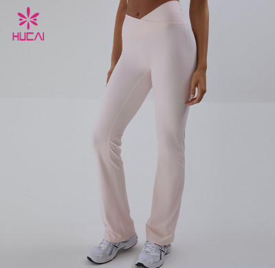 Premium Crossover Waist Flared Yoga Pants | Custom Activewear Manufacturer