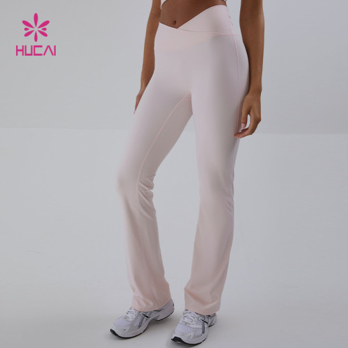 Premium Crossover Waist Flared Yoga Pants | Custom Activewear Manufacturer