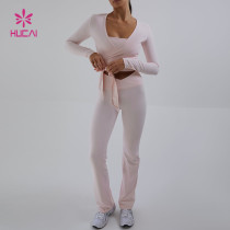 Premium Crossover Waist Flared Yoga Pants | Custom Activewear Manufacturer