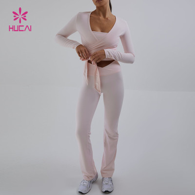 Premium Crossover Waist Flared Yoga Pants | Custom Activewear Manufacturer