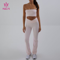 Premium Crossover Waist Flared Yoga Pants | Custom Activewear Manufacturer