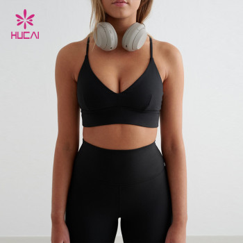 Premium Women's V-Neck Strappy Sports Bra | Custom Activewear Manufacturer