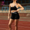 Custom High Quality Halter Neck Black Sports Bra | HUCAI sportswear manufacturer