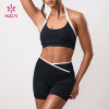 Custom High Quality Halter Neck Black Sports Bra | HUCAI sportswear manufacturer
