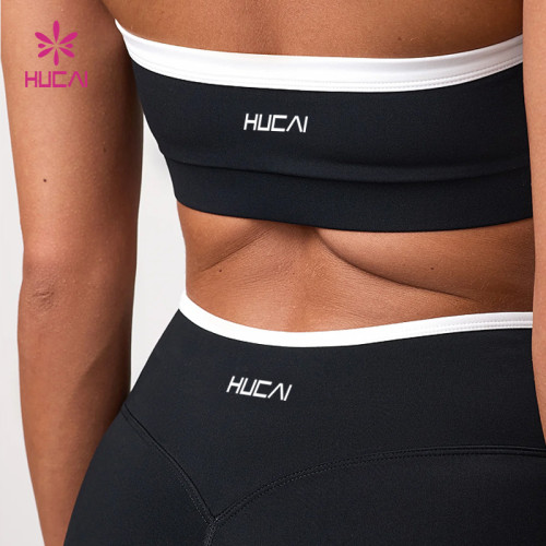 Custom High Quality Halter Neck Black Sports Bra | HUCAI sportswear manufacturer