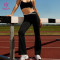 Custom Women's High Waist Flare Yoga Pants Contrast Waistband Activewear | HUCAI
