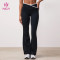 Custom Women's High Waist Flare Yoga Pants Contrast Waistband Activewear | HUCAI