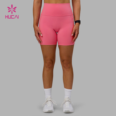 Custom Women's High-Waist Workout Shorts with Side Pockets| HUCAI Sportswear Manufacturer