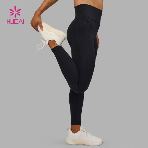 Custom Women's High-Waist Sports Leggings with Side Pockets| HUCAI Sportswear Manufacturer