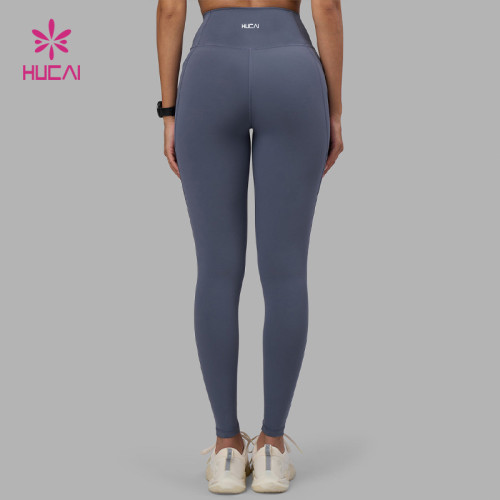 Custom Women's High-Waist Sports Leggings with Side Pockets| HUCAI Sportswear Manufacturer