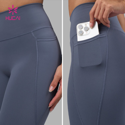 Custom Women's High-Waist Sports Leggings with Side Pockets| HUCAI Sportswear Manufacturer