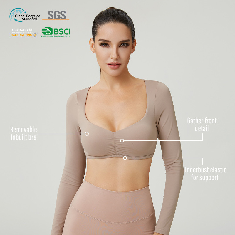 yoga long-sleeve crop top supplier