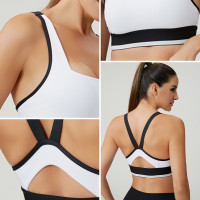 HUCAI OEM Women's Square Neck Sports Bra with Contrast Band and Lulu-Like Stretch Fabric