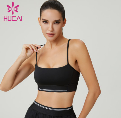 HUCAI Custom Women's Cami Yoga Sports Bra with Cross-Back Straps and Lulu-Like Fabric