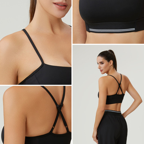 HUCAI Custom Women's Cami Yoga Sports Bra with Cross-Back Straps and Lulu-Like Fabric