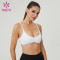 HUCAI Custom Women's Ruched Front Sports Bra with Adjustable Straps and Buttery Soft Fabric