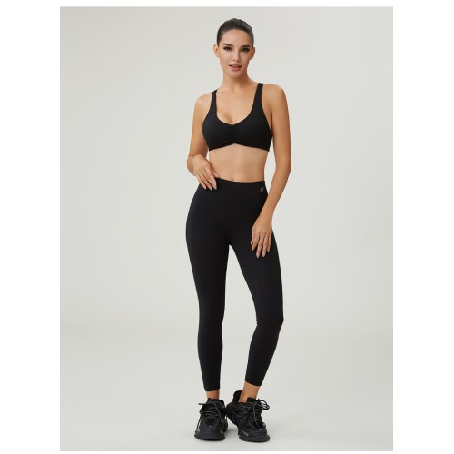 Plunge Neck Sports Bras with Front Ruching for Modern Performance Training