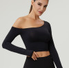 One-Shoulder Long Sleeve Crop Tops Manufacturer for Modern Activewear Design