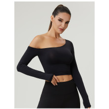 One-Shoulder Long Sleeve Crop Tops Manufacturer for Modern Activewear Design