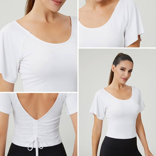 Custom Women's Adjustable Back Waist Casual T-Shirt | OEM Activewear Manufacturer