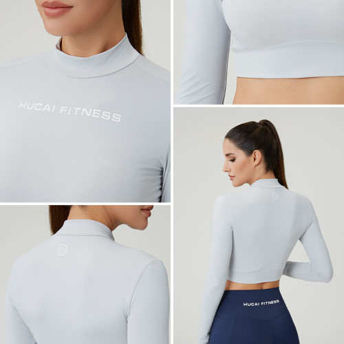 Custom Women's Cooling Fitness Long Sleeve Crop Top | OEM Activewear Manufacturer