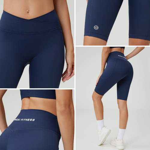 Custom Women's Crossover Waistband Performance Fitness Cycling Shorts | OEM Activewear Manufacturer