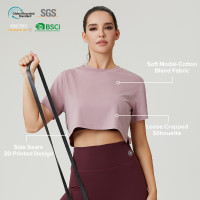 Custom Women's 3D printed Logo Modal-Cotton Cropped Training T-Shirts | OEM Activewear Manufacturer