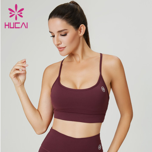 Custom Soft Brushed U-Neck Elastic hem band Sports Bra | OEM Women's Sportswear Manufacturer