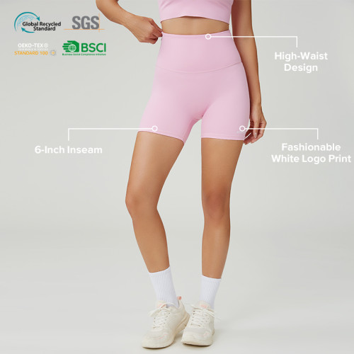 Custom High-Waist 6-Inch Soft Stretch Sports Shorts | OEM Women's Sportswear Manufacturer