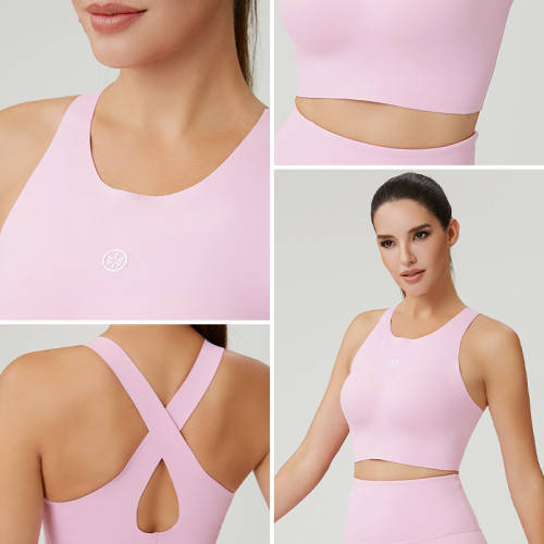 Custom Seamless Bonded Cross-Back Sports Tank Top | OEM Women's Sportswear Manufacturer